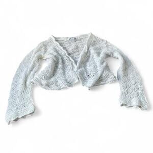 Vintage Dressbarn White Crochet Open-Front Cardigan – Size Large